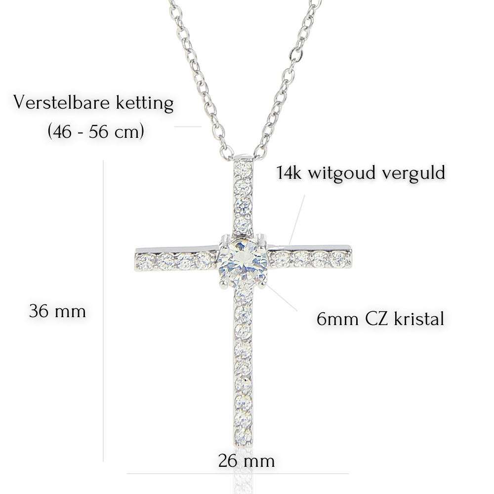 Aan mijn dochter - CZ Kruis Ketting - Zilver - Marmerwit