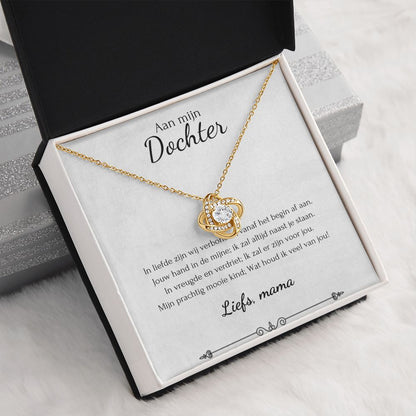 Aan mijn dochter - Liefdesknoop ketting - Geel/Wit goud - Marmerwit