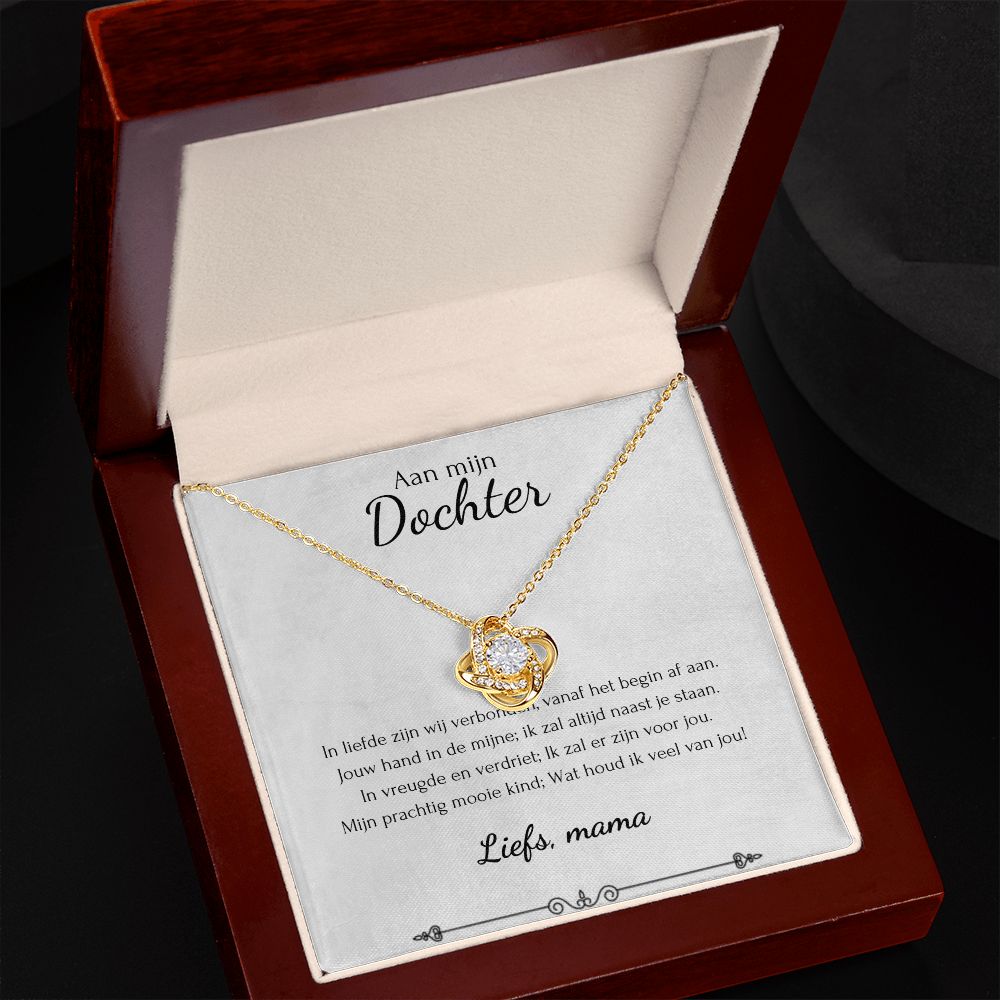 Aan mijn dochter - Liefdesknoop ketting - Geel/Wit goud - Marmerwit