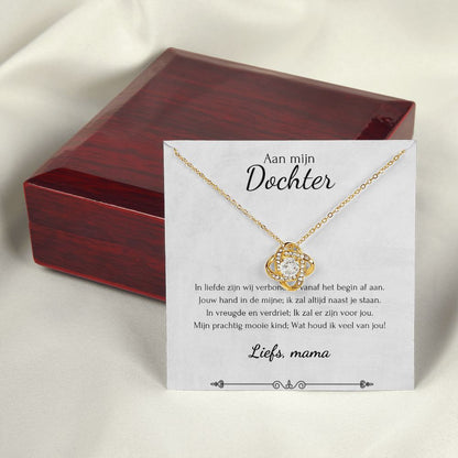 Aan mijn dochter - Liefdesknoop ketting - Geel/Wit goud - Marmerwit