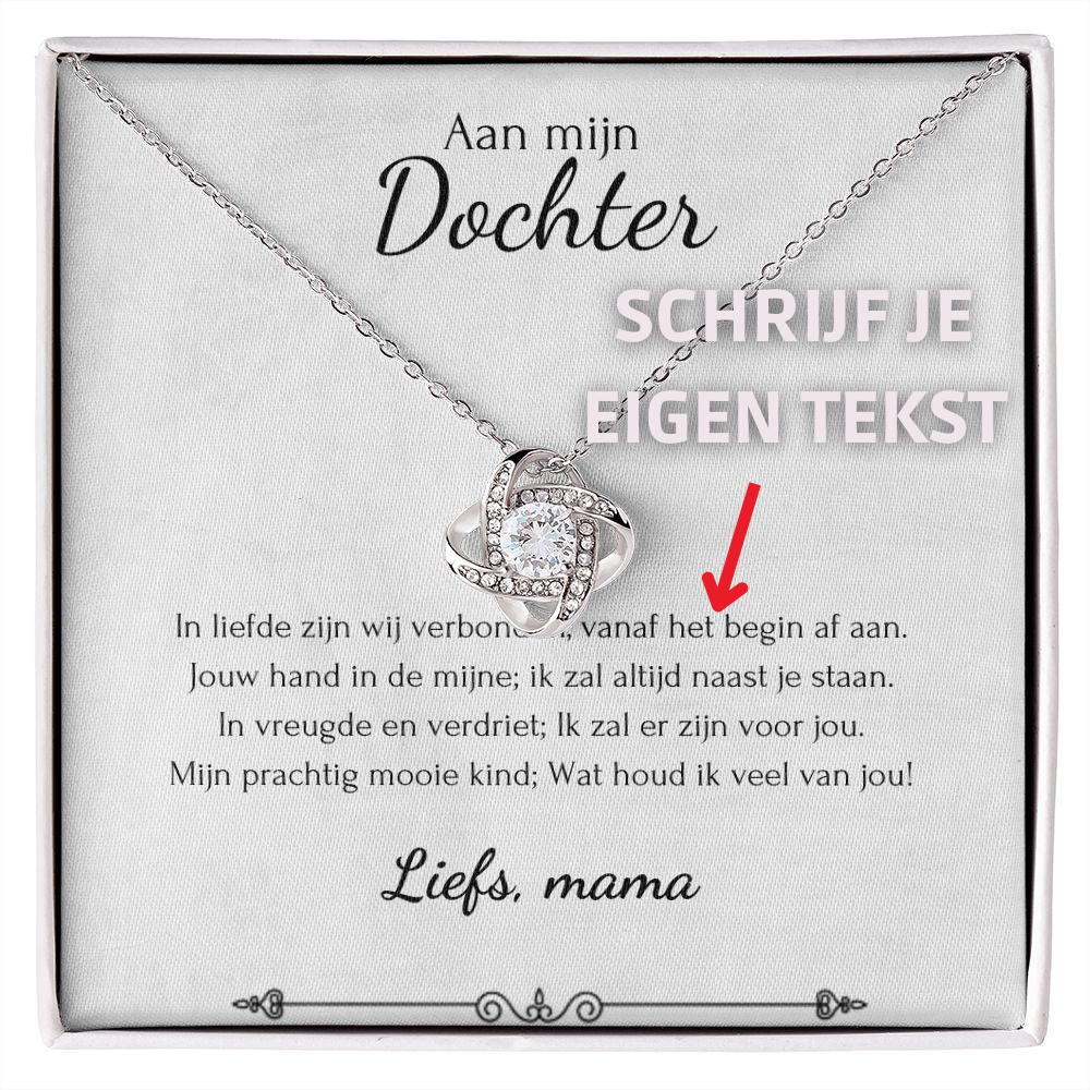 Aan mijn dochter - Liefdesknoop ketting - Geel/Wit goud - Marmerwit