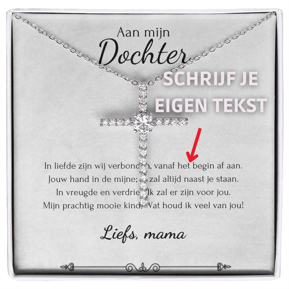 Aan mijn dochter - CZ Kruis Ketting - Zilver - Marmerwit