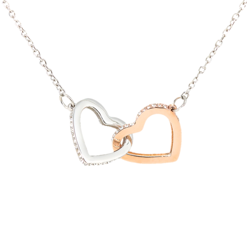 Aan mijn dochter - Verbonden Harten Ketting - Geel/Wit goud - Marmerwit