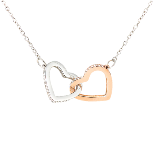 Aan mijn dochter - Verbonden Harten Ketting - Geel/Wit goud - Marmerwit