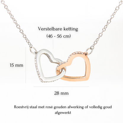 Aan mijn dochter - Verbonden Harten Ketting - Geel/Wit goud - Marmerwit